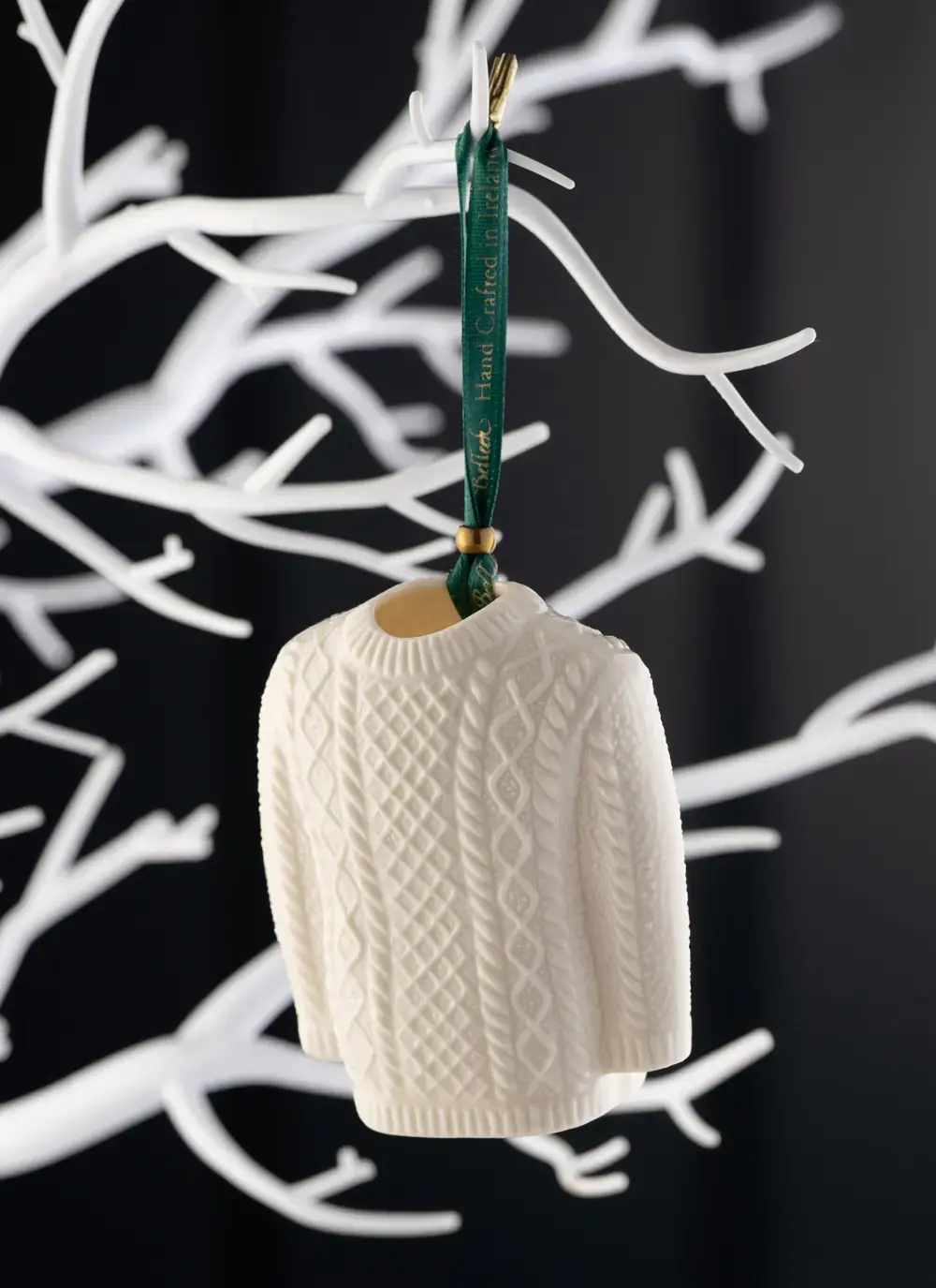Belleek Hand Painted Aran Jumper Ornament Made in Ireland